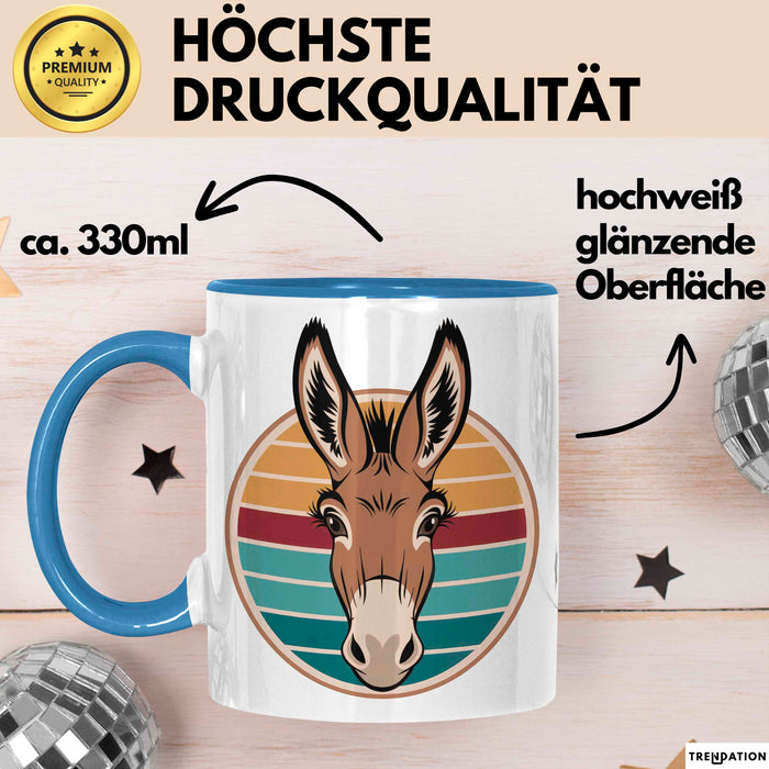Retro Esel Tasse Geschenk Lustige Geschenkidee Spruch Blau Trendation