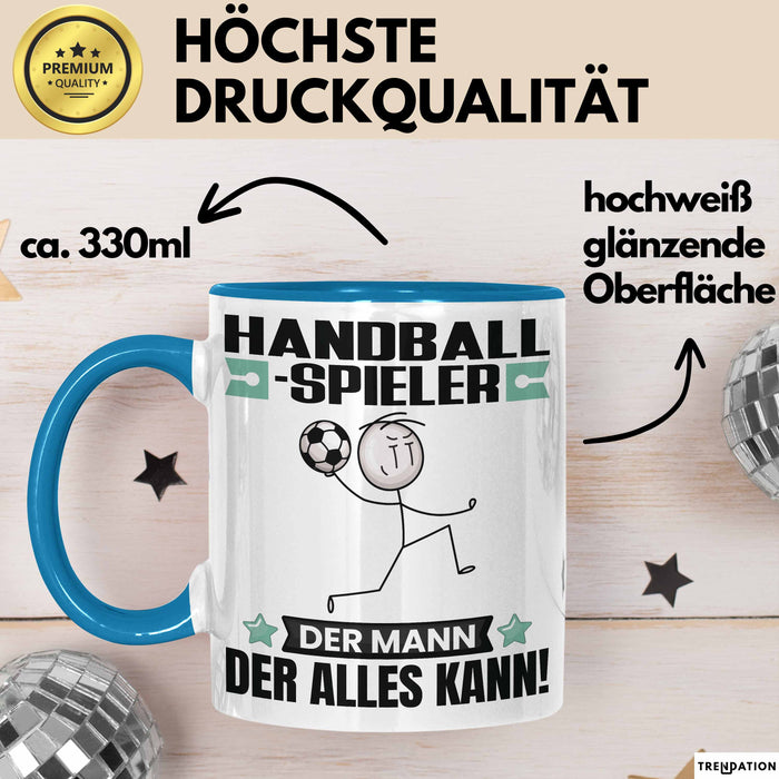 Handballspieler Tasse Geschenk für Handballspieler Der Mann Der Alles Kann Geschenkidee zum Geburtstag Blau Trendation