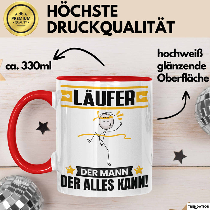 Läufer Tasse Geschenk für Läufer Der Mann Der Alles Kann Geschenkidee zum Geburtstag Rot Trendation