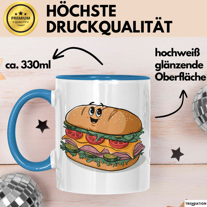 Sandwich Liebhaber Tasse Geschenkidee für Snack Stapel Fan Blau Trendation