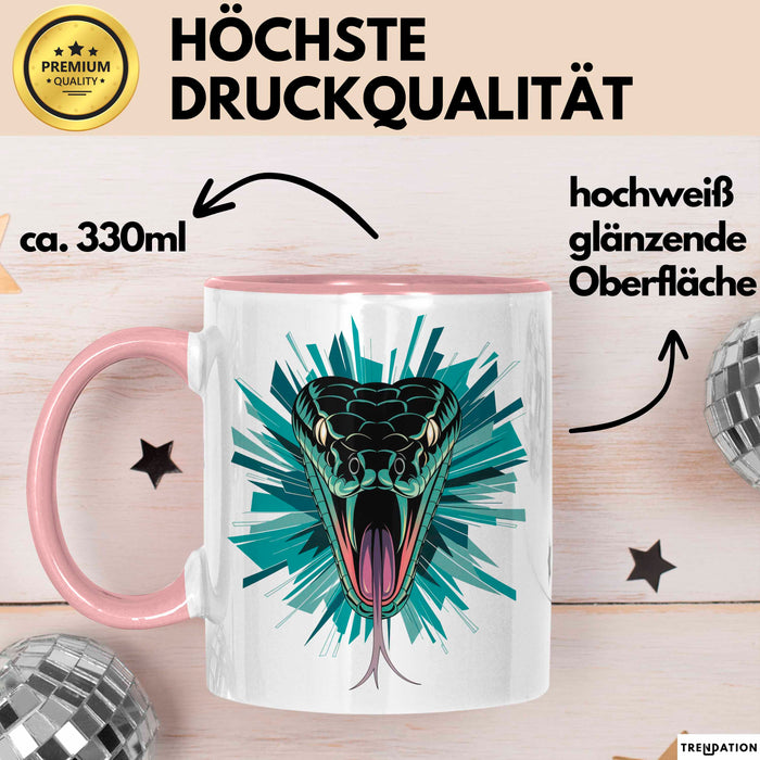 Reptil Schlange Tier Tasse Geschenk Lustige Geschenkidee Spruch Rosa Trendation
