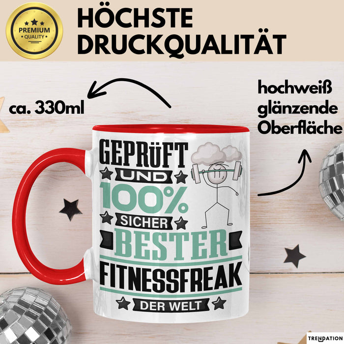 Fitnessfreak Geschenk Lustiger Spruch für Fitnessfreak Geschenkidee Bester Fitnessfreak Der Welt Rot Trendation