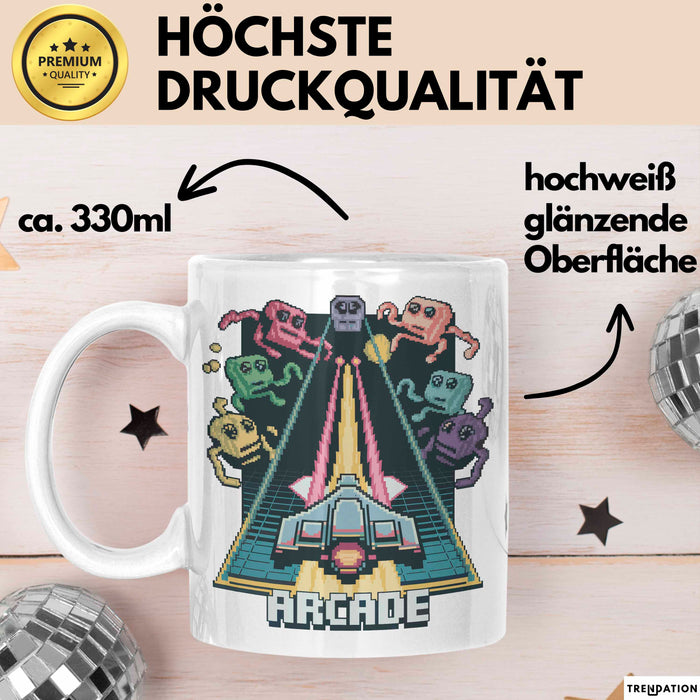 Retro Gamer Tasse Geschenkidee für Gaming und Konsolen Fans Weiß Trendation