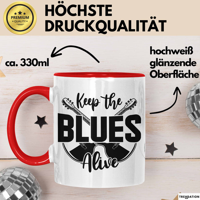Jazz Tasse Geschenk Keep The Blues Alive Musik Becher Rot Trendation