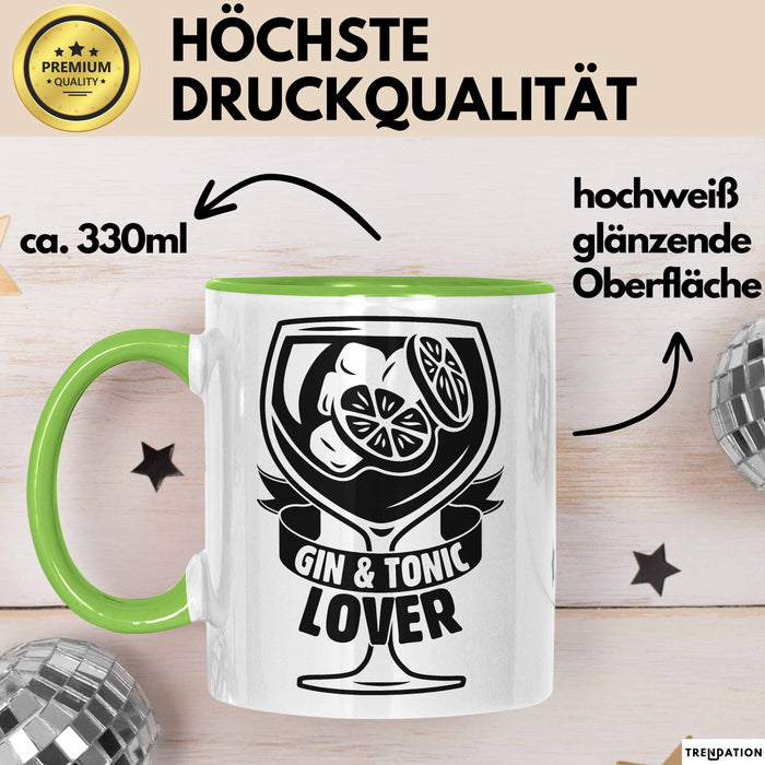 Gin Tonic Lover Tasse Geschenk Becher Grün Trendation