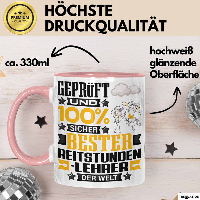 Reitstundenlehrer Geschenk Lustiger Spruch für Reitstundenlehrer Geschenkidee Bester Reitstundenlehrer Der Welt Rosa Trendation