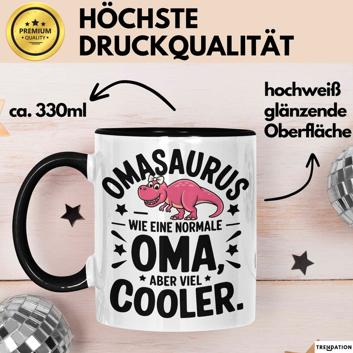 Oma Großmutter Tasse Becher Geschenk Lustige Geschenkidee Spruch Omasaurus Dinosaur Trendation
