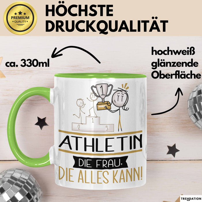 Athletin Geschenk Tasse Becher Die Frau Die Allen Kann Geschenkidee für eine Athletin Lustig Grün Trendation
