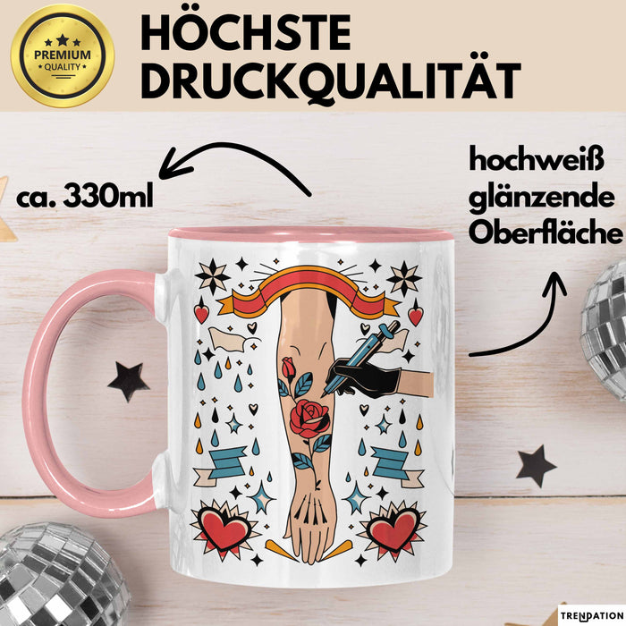 Tätowierer Tasse Geschenk Lustige Geschenkidee Spruch Für Tattoo Künstler Rosa Trendation
