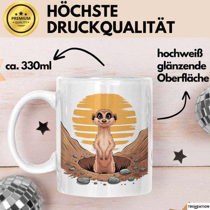 Erdmännchen Tier Tasse Geschenk Lustige Geschenkidee Spruch Weiß Trendation