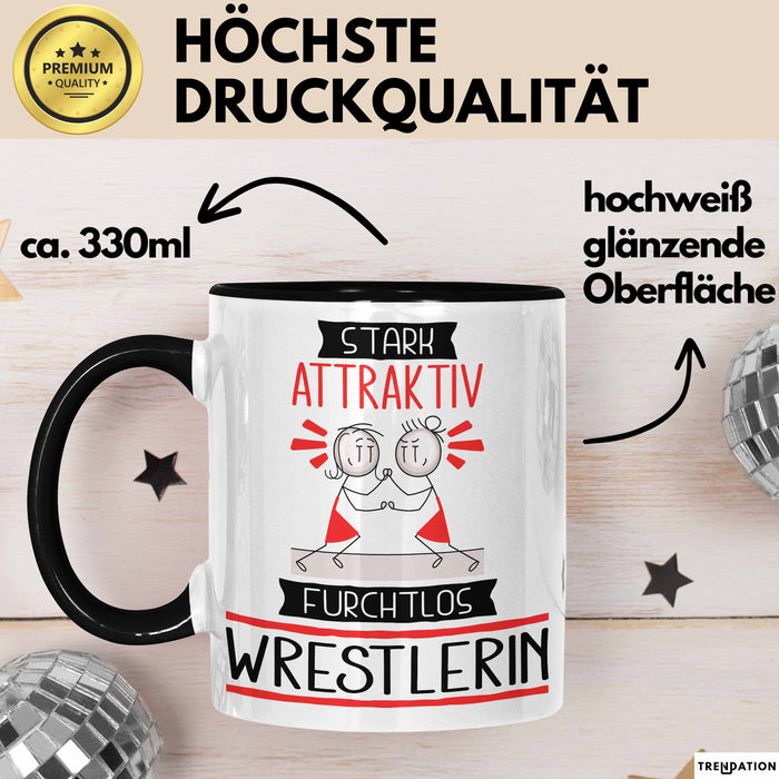 Wrestlerin Tasse Geschenk Becher Stark Attraktiv Furchtlos Wrestlerin Lustige Geschenkidee Trendation