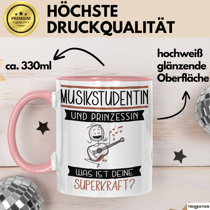 Musikstudentin Und Prinzessin Tasse Geschenk Für Eine Musikstudentin Geburtstag Was Ist Deine Superkraft Rosa Trendation