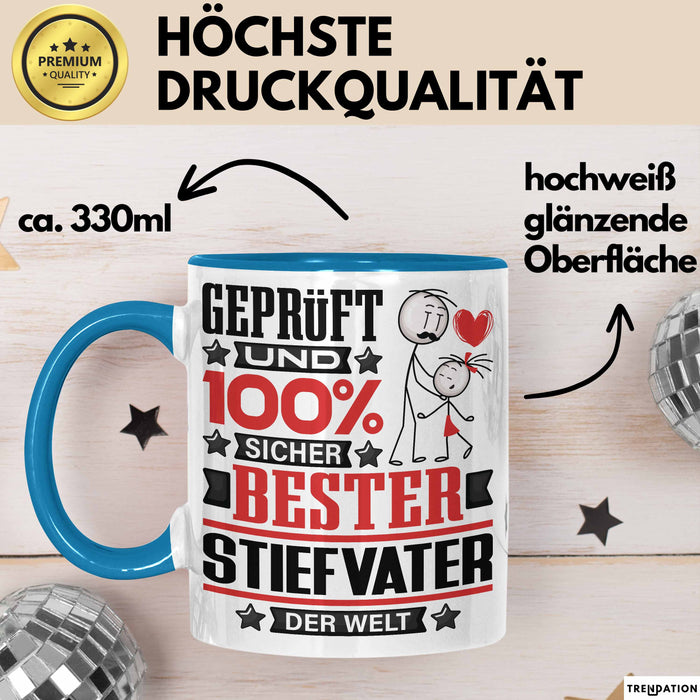 Stiefvater Geschenk Lustiger Spruch für Stiefvater Geschenkidee Bester Stiefvater Der Welt Blau Trendation
