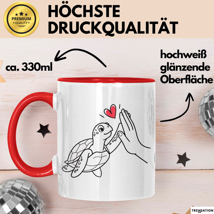 Schildkröte Tierliebhaber Tasse Geschenk Lustige Geschenkidee Spruch Rot Trendation
