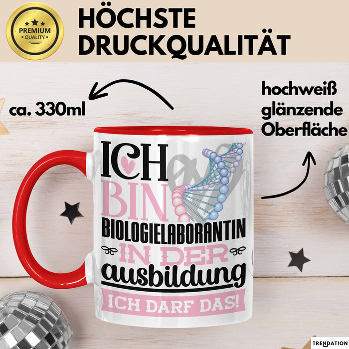 Biologielaborantin Ausbildung Start Geschenk Tasse Ich Bin Biologielaborantin In Der Ausbildung Ich Darf Das Kaffee-Becher Geschenkidee Rot Trendation