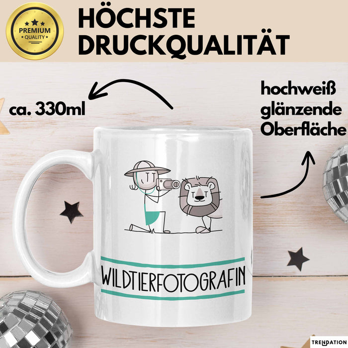 Geschenk für Wildtierfotografin Tasse Lustige Geschenkidee Geburtstag Ich Bin Wildtierfotografin Ich Darf Das Weiß Trendation