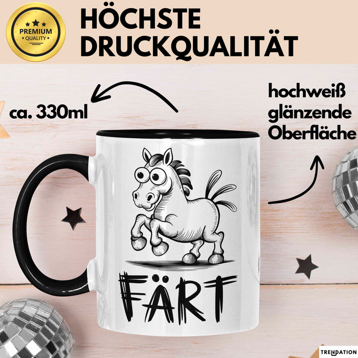 Pferde Tierliebhaber Tasse Geschenk Lustige Geschenkidee Spruch Färt Schwarz Trendation