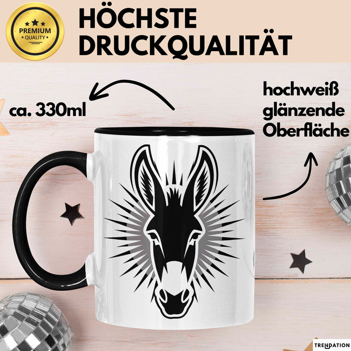 Eselbauer Esel Tier Gesicht Tasse Geschenk Lustige Geschenkidee Spruch Schwarz Trendation