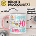70er Geburtstag Tasse Geschenk Happy 70 And Glamarous Llama Alpaka Liebhaber Geschenkidee zum Geburtstag Rosa Trendation
