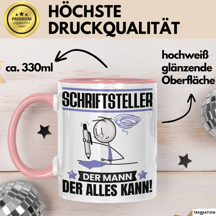Schriftsteller Tasse Geschenk für Schriftsteller Der Mann Der Alles Kann Geschenkidee zum Geburtstag Rosa Trendation