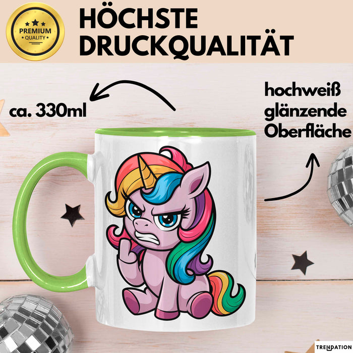 Sarkastisches Einhorn Tasse Geschenk Lustige Geschenkidee Grün Trendation
