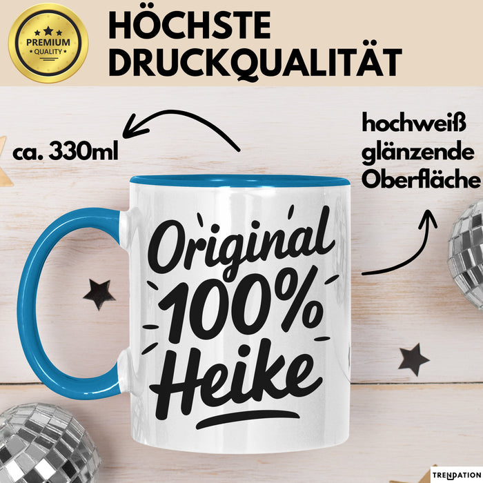 Heike Tasse Geschenk Original 100% Heike Geschenkidee Geburtstag Blau Trendation