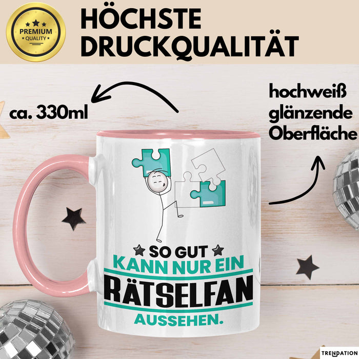 Rätselfan Geschenk Tasse So Gut Kann Nur Ein Rätselfan Aussehen Geschenkidee Kaffee-Becher Rosa Trendation