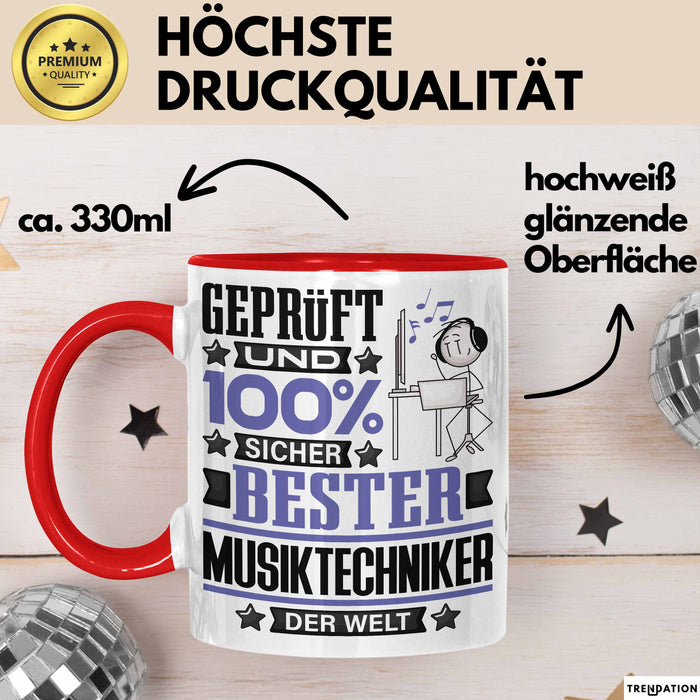 Musiktechniker Geschenk Lustiger Spruch für Musiktechniker Geschenkidee Bester Musiktechniker Der Welt Rot Trendation