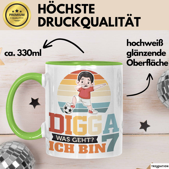 Digga Tasse Geschenk Siebter Geburtstag Lustiger Spruch Was Geht Grün Trendation