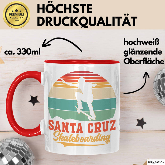 Skateboard Skater Fans Bzw Skateboard Tasse Becher Geschenk Mädchen Jungs Santa Cruz Rot Trendation