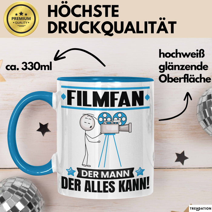 Filmfan Tasse Geschenk für Filmfan Der Mann Der Alles Kann Geschenkidee zum Geburtstag Blau Trendation