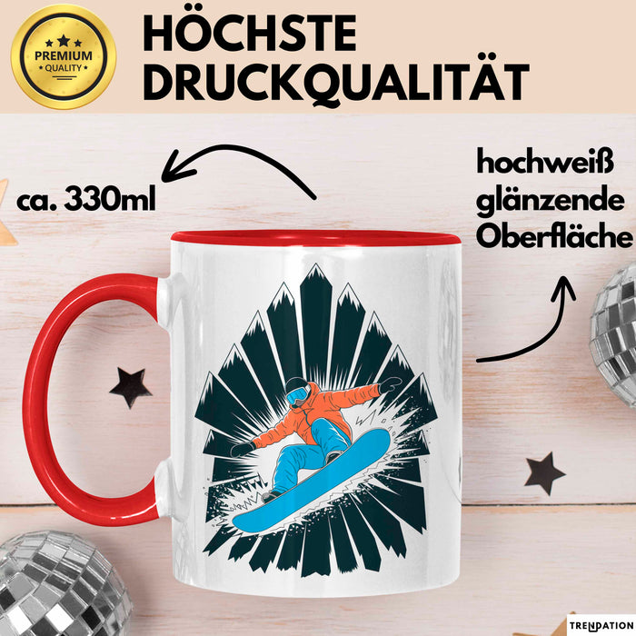 Snowboarder Tasse Geschenk Lustige Geschenkidee Spruch Für Berg Fahrer Rot Trendation