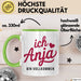 Anja Tasse Geschenk Ich Bin Vollkommen Anja Geschenkidee Geburtstag Grün Trendation