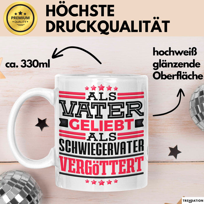 Schwiegervater Tasse Geschenk Geburtstag Bester Schwiegerpapa Geschenkidee Becher Weiß Trendation