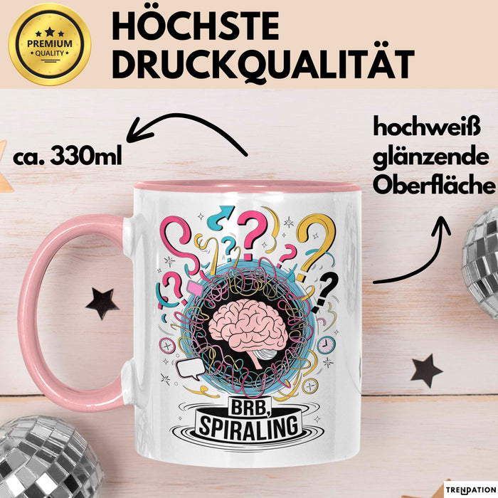 Überdenker Tasse Geschenk Lustige Geschenkidee Spruch Für Beschäftigte Köpfe Rosa Trendation