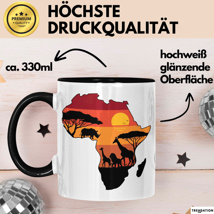Afrika Karte Nashorn Tasse Geschenk Lustige Geschenkidee Spruch Schwarz Trendation