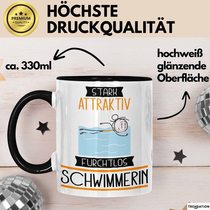 Schwimmerin Tasse Geschenk Becher Stark Attraktiv Furchtlos Schwimmerin Lustige Geschenkidee Trendation