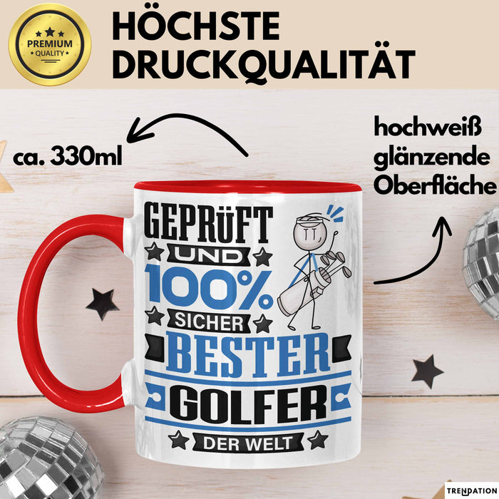 Golfer Geschenk Lustiger Spruch für Golfer Geschenkidee Bester Golfer Der Welt Rot Trendation