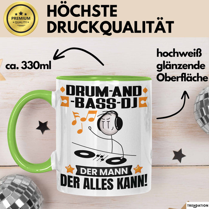 Drum-and-Bass-DJ Tasse Geschenk für Drum-and-Bass-DJ Der Mann Der Alles Kann Geschenkidee zum Geburtstag Grün Trendation
