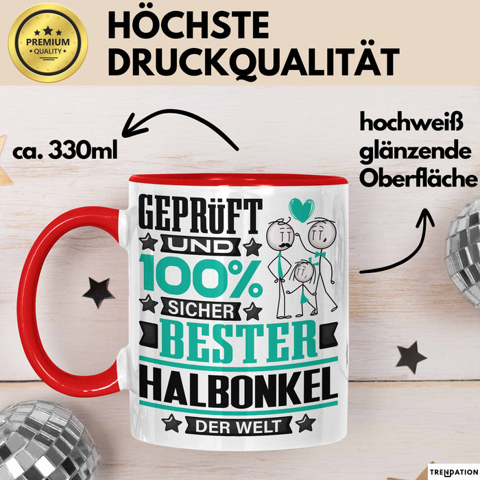 Halbonkel Geschenk Lustiger Spruch für Halbonkel Geschenkidee Bester Halbonkel Der Welt Rot Trendation