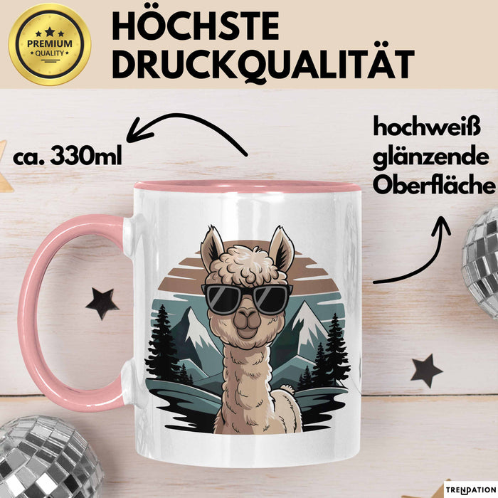 Alpaka Liebhaber Tasse Geschenkidee für Tierfreunde Rosa Trendation