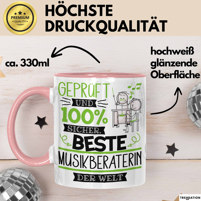 Beste Musikberaterin Der Welt Tasse Geschenk für Eine Musikberaterin Geprüft Und Sicher Geschenkidee Geburtstag Weihnachten Rosa Trendation