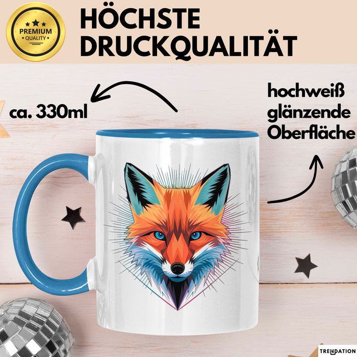 Fuchs Tierliebhaber Tasse Geschenk Lustige Geschenkidee Spruch Blau Trendation
