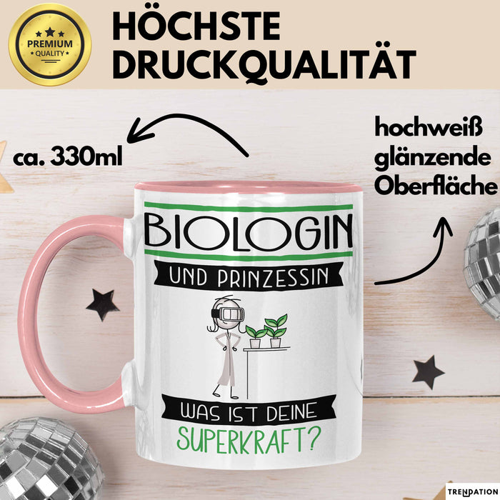 Biologin Und Prinzessin Tasse Geschenk Für Eine Biologin Geburtstag Was Ist Deine Superkraft Rosa Trendation