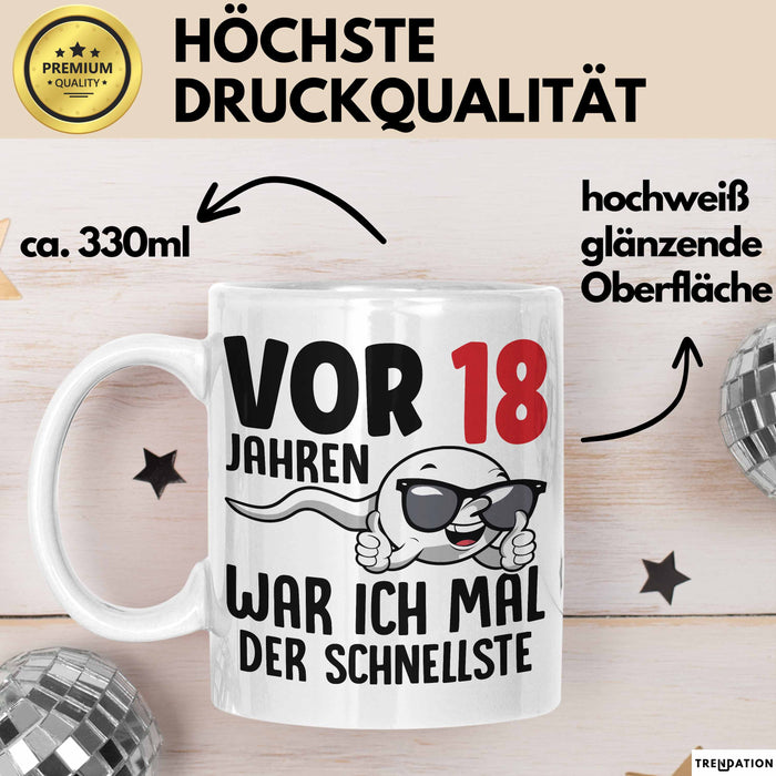 18. Geburtstag Tasse Geschenk Jungs Vor 8 Jahren War Ich Mal Der Schnellste Weiß Trendation