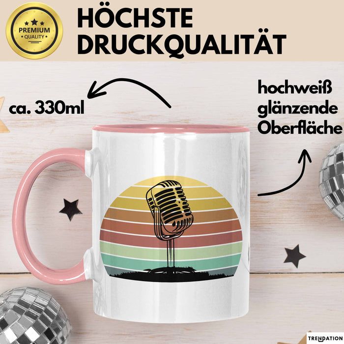 Sänger Tasse Geschenk Podcast Mikrophon Geschenkidee Mikrofon Becher Rosa Trendation