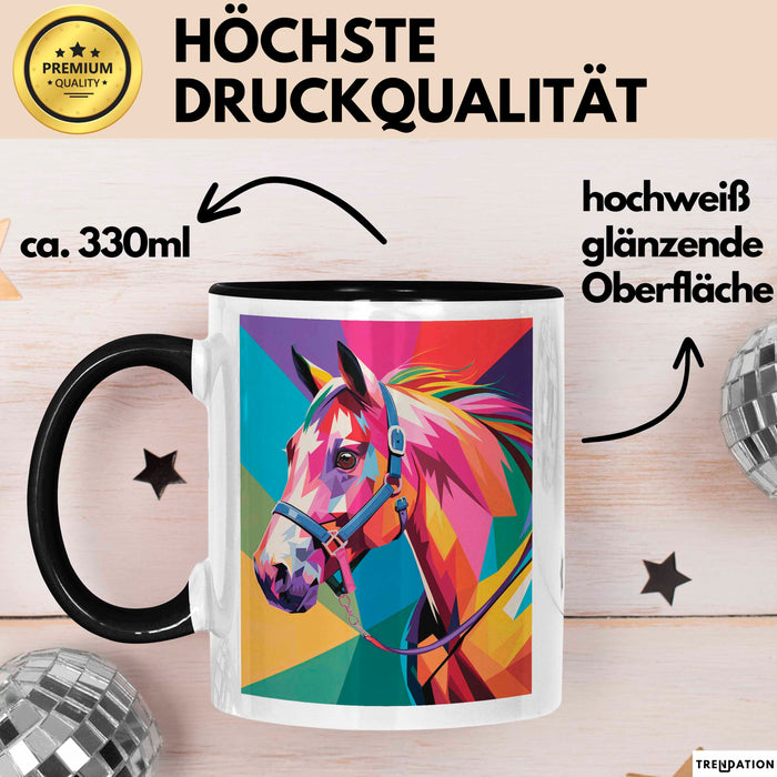 Pferde Tierliebhaber Tasse Geschenk Lustige Geschenkidee Spruch Schwarz Trendation