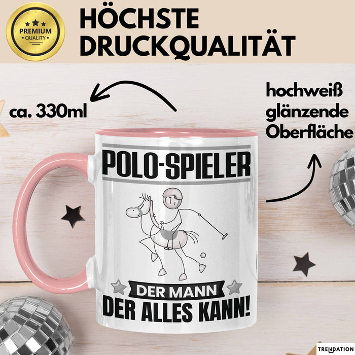 Polo-Spieler Tasse Geschenk für Polo-Spieler Der Mann Der Alles Kann Geschenkidee zum Geburtstag Rosa Trendation