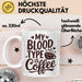 Kaffeeliebhaber Tasse Geschenk Lustige Geschenkidee Spruch Mein Bluttyp ist Kaffee Weiß Trendation