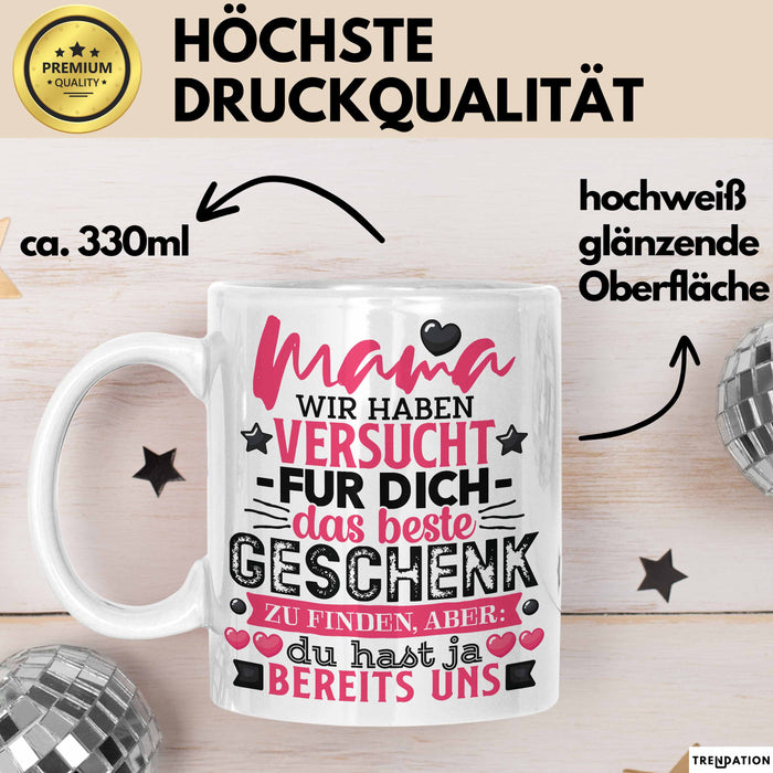 Tasse Mama Muttertag Geschenk Wir haben versucht, das beste Geschenk zu finden Weiß Trendation
